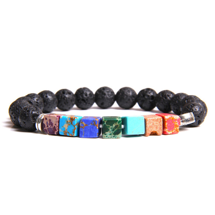 Wholesale Natural Stone Beads Square Emperor Stone Charm Men's Bracelet JDC-BT-YinY014