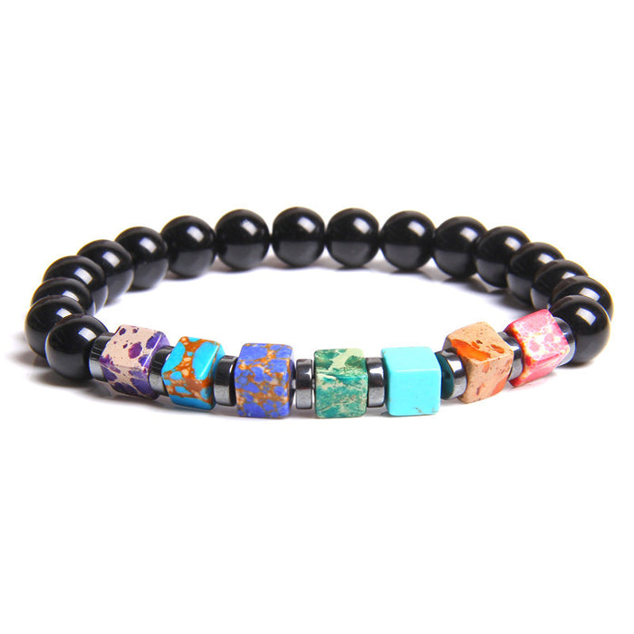 Wholesale Natural Stone Beads Square Emperor Stone Charm Men's Bracelet JDC-BT-YinY014