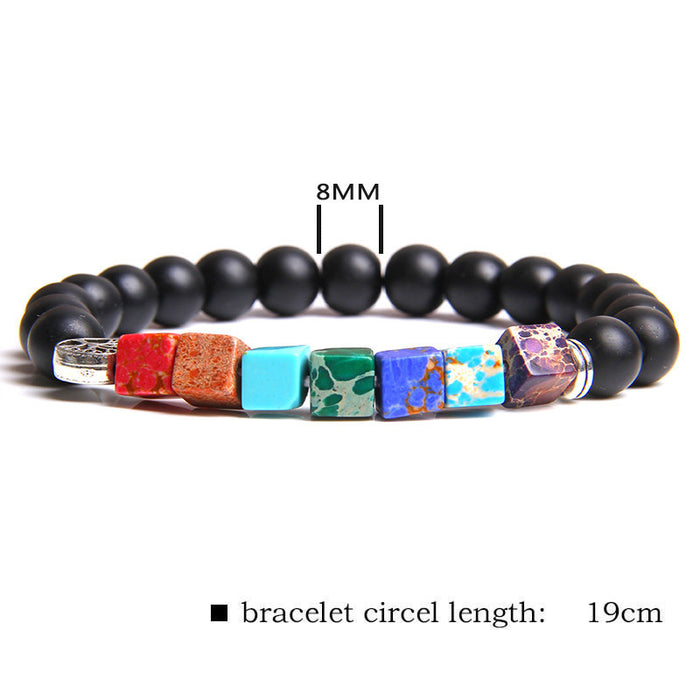 Wholesale Natural Stone Beads Square Emperor Stone Charm Men's Bracelet JDC-BT-YinY014