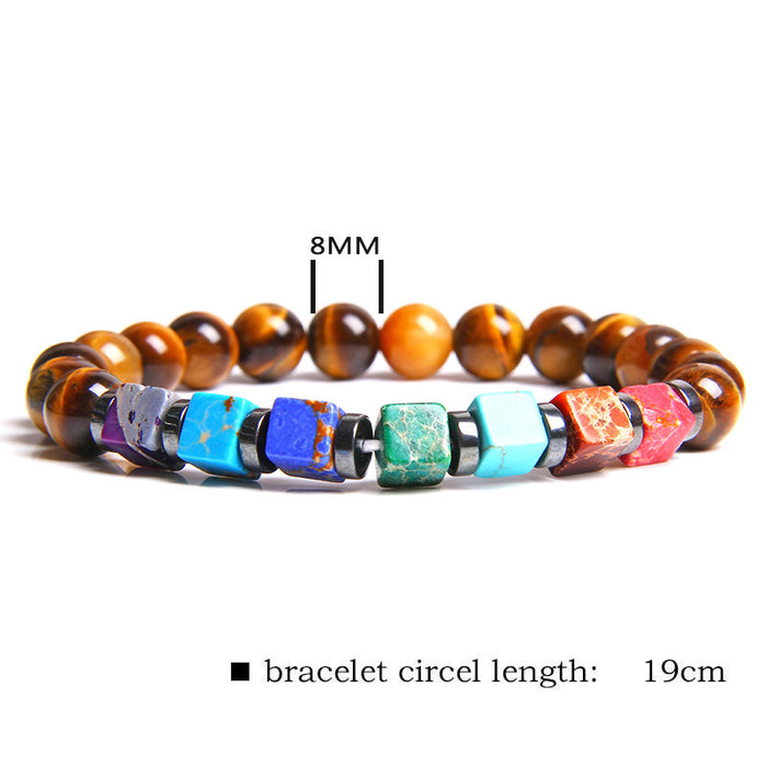 Wholesale Natural Stone Beads Square Emperor Stone Charm Men's Bracelet JDC-BT-YinY014