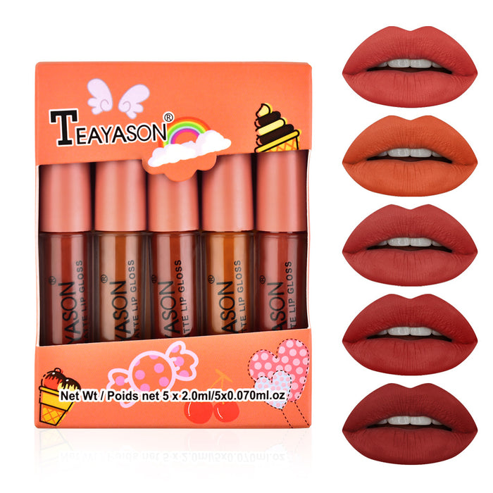 Jewelry WholesaleWholesale matte matte nude pumpkin color five mini set box lip gloss lipstick JDC-MK-XuQ002 lipstick 徐芹 %variant_option1% %variant_option2% %variant_option3%  Factory Price JoyasDeChina Joyas De China