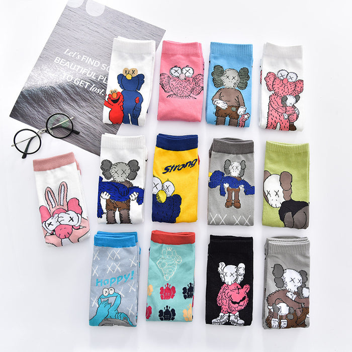 Wholesale spring and summer cartoon pattern straight tube socks cute personality trendy socks JDC-SK-CYu015