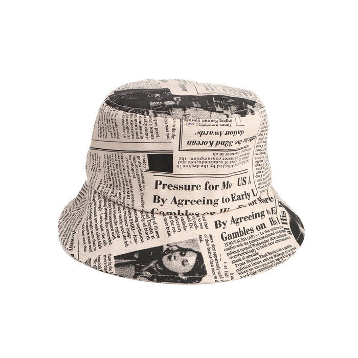 Wholesale old newspaper pattern pot hat big brim sunshade hatJDC-FH-LLan005