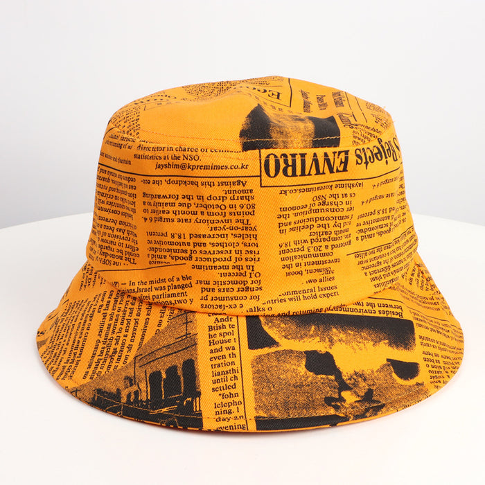 Wholesale old newspaper pattern pot hat big brim sunshade hatJDC-FH-LLan005