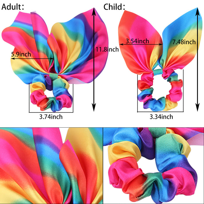 Wholesale Tassel Knot Fabric Streamer Hairband Rainbow Rabbit Ear Headband JDC-HS-OM002