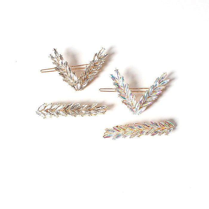 Jewelry WholesaleWholesale V-shaped alloy crystal leaf hairpin JDC-HC-JE004 Hair Clips 璟恩 %variant_option1% %variant_option2% %variant_option3%  Factory Price JoyasDeChina Joyas De China