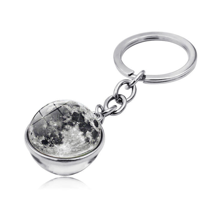 Wholesale Keychains For Backpacks Universe Galaxy Planet Zinc Alloy Glass Keychain JDC-KC-Hengx005