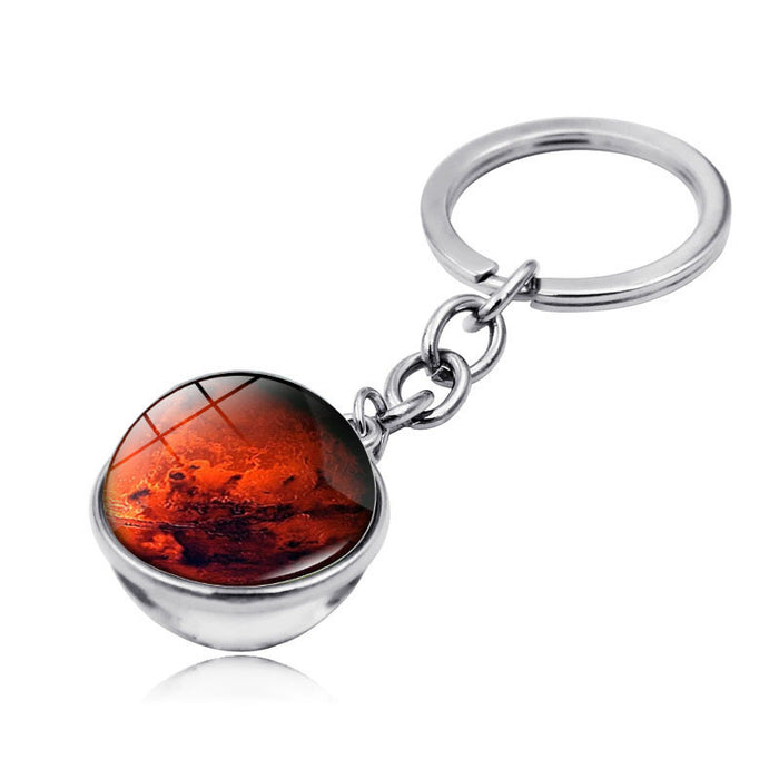 Wholesale Keychains For Backpacks Universe Galaxy Planet Zinc Alloy Glass Keychain JDC-KC-Hengx005