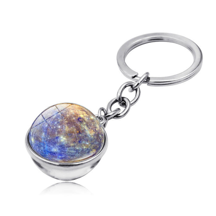 Wholesale Keychains For Backpacks Universe Galaxy Planet Zinc Alloy Glass Keychain JDC-KC-Hengx005