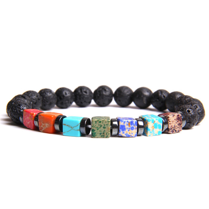 Wholesale Natural Stone Beads Square Emperor Stone Charm Men's Bracelet JDC-BT-YinY014