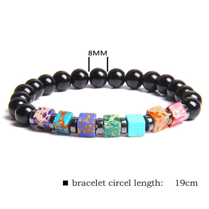 Wholesale Natural Stone Beads Square Emperor Stone Charm Men's Bracelet JDC-BT-YinY014