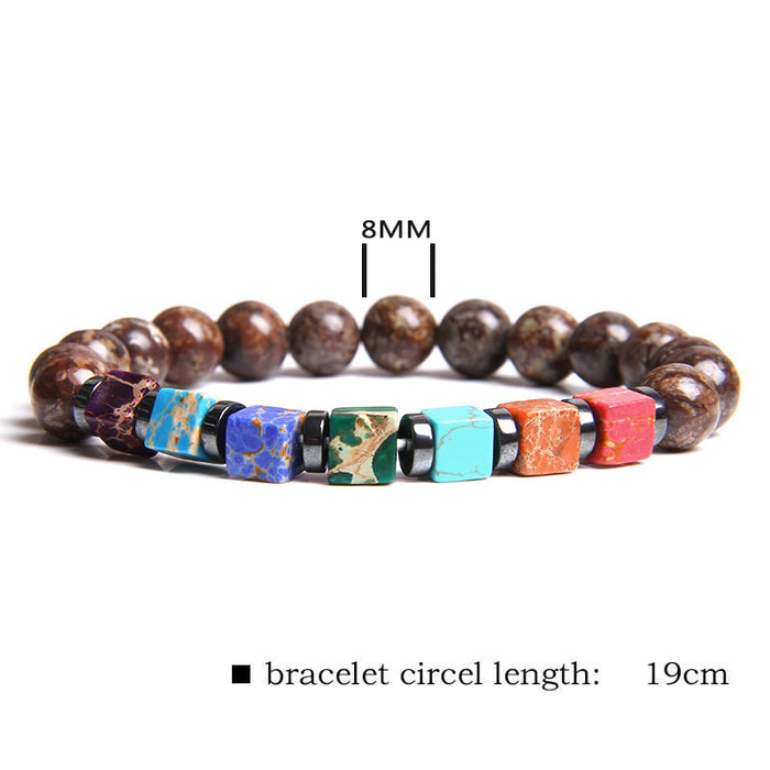 Wholesale Natural Stone Beads Square Emperor Stone Charm Men's Bracelet JDC-BT-YinY014