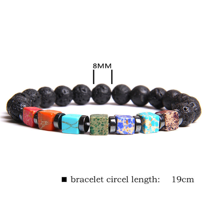 Wholesale Natural Stone Beads Square Emperor Stone Charm Men's Bracelet JDC-BT-YinY014