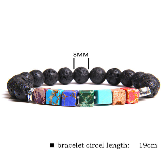 Wholesale Natural Stone Beads Square Emperor Stone Charm Men's Bracelet JDC-BT-YinY014