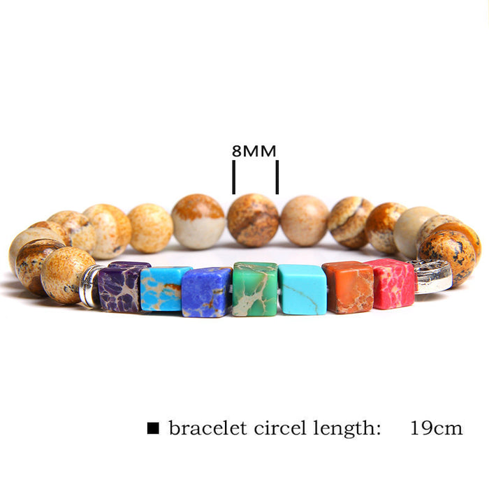 Wholesale Natural Stone Beads Square Emperor Stone Charm Men's Bracelet JDC-BT-YinY014