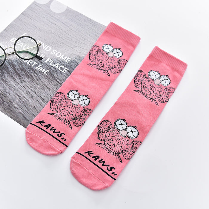 Wholesale spring and summer cartoon pattern straight tube socks cute personality trendy socks JDC-SK-CYu015