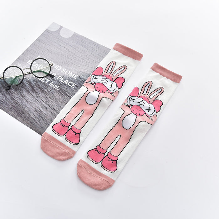 Wholesale spring and summer cartoon pattern straight tube socks cute personality trendy socks JDC-SK-CYu015