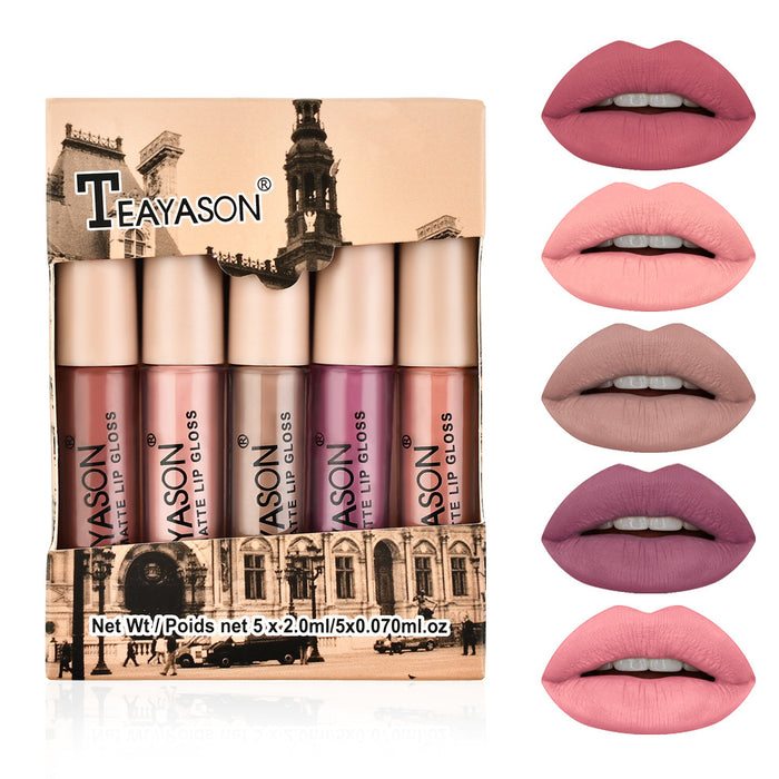 Jewelry WholesaleWholesale matte matte nude pumpkin color five mini set box lip gloss lipstick JDC-MK-XuQ002 lipstick 徐芹 %variant_option1% %variant_option2% %variant_option3%  Factory Price JoyasDeChina Joyas De China