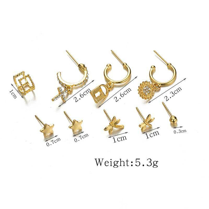 Jewelry WholesaleWholesale Gold Plated Cross Crystal Stud Earrings Set MOQ≥3 JDS-ES-GSYS006 Earrings 伊尚 %variant_option1% %variant_option2% %variant_option3%  Factory Price JoyasDeChina Joyas De China