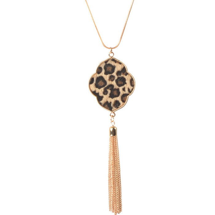 Jewelry WholesaleWholesale leopard print long tassel necklace JDC-NE-HH004 Necklaces 汇浩 %variant_option1% %variant_option2% %variant_option3%  Factory Price JoyasDeChina Joyas De China