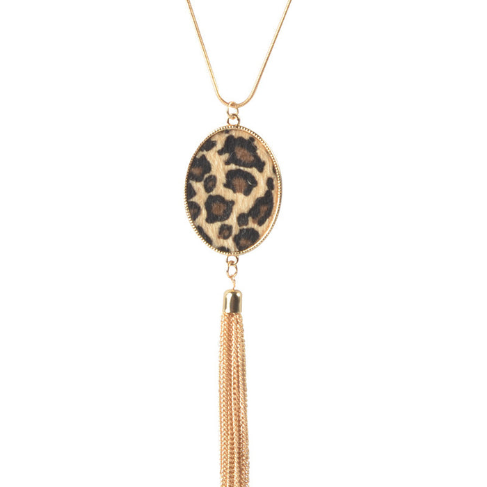 Jewelry WholesaleWholesale leopard print long tassel necklace JDC-NE-HH004 Necklaces 汇浩 %variant_option1% %variant_option2% %variant_option3%  Factory Price JoyasDeChina Joyas De China