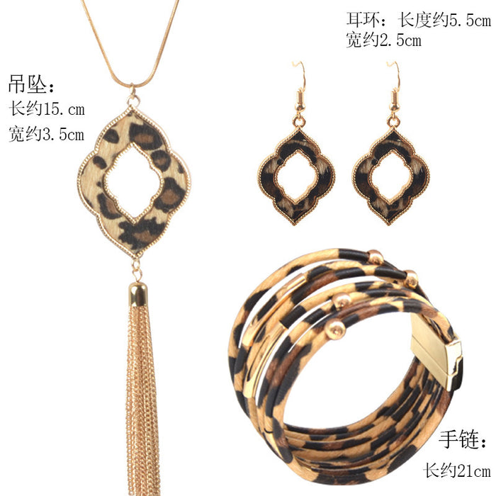 Jewelry WholesaleWholesale leopard print bracelet magnet clasp necklace set JDC-NE-HH002 Necklaces 汇浩 %variant_option1% %variant_option2% %variant_option3%  Factory Price JoyasDeChina Joyas De China