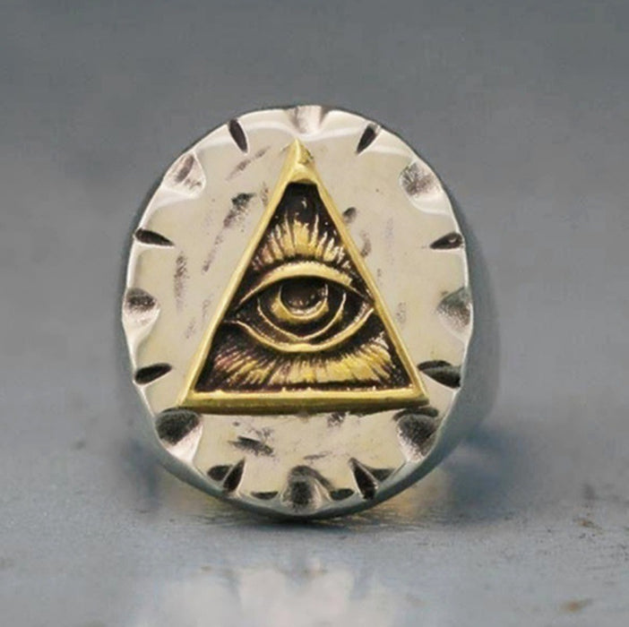 Wholesale Rings Alloy Triangle Eye of God MOQ≥3 JDC-RS-HaiY001