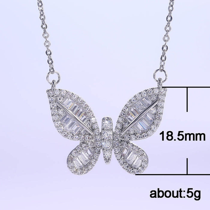 Jewelry WholesaleWholesale Girl Heart Butterfly Inlaid Zircon Necklace JDC-NE-Caos019 Necklaces 曹适 %variant_option1% %variant_option2% %variant_option3%  Factory Price JoyasDeChina Joyas De China