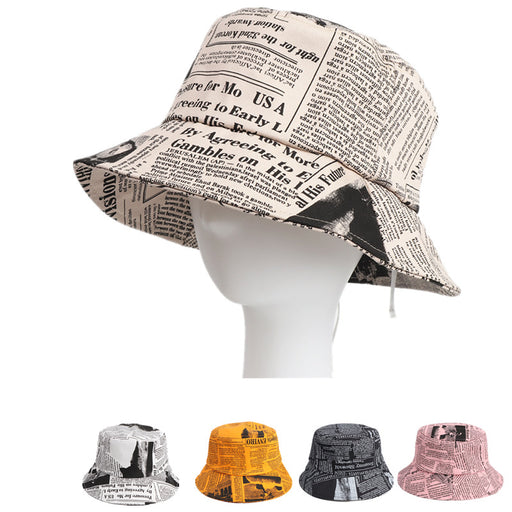 Jewelry WholesaleWholesale old newspaper pattern pot hat big brim sunshade hatJDC-FH-LLan005 Fashionhat 略岚 %variant_option1% %variant_option2% %variant_option3%  Factory Price JoyasDeChina Joyas De China