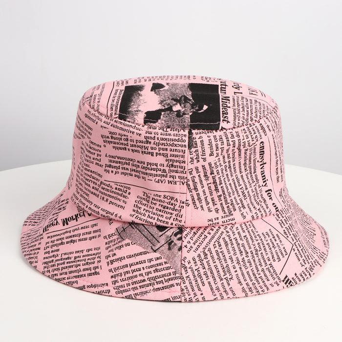 Wholesale old newspaper pattern pot hat big brim sunshade hatJDC-FH-LLan005