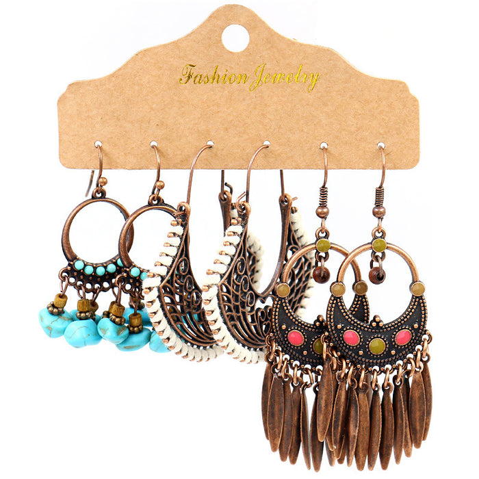 Jewelry WholesaleWholesale hand-woven vintage round metal tassel earrings JDC-ES-HH003 Earrings 汉虹 %variant_option1% %variant_option2% %variant_option3%  Factory Price JoyasDeChina Joyas De China