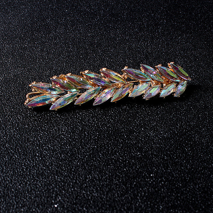 Jewelry WholesaleWholesale V-shaped alloy crystal leaf hairpin JDC-HC-JE004 Hair Clips 璟恩 %variant_option1% %variant_option2% %variant_option3%  Factory Price JoyasDeChina Joyas De China