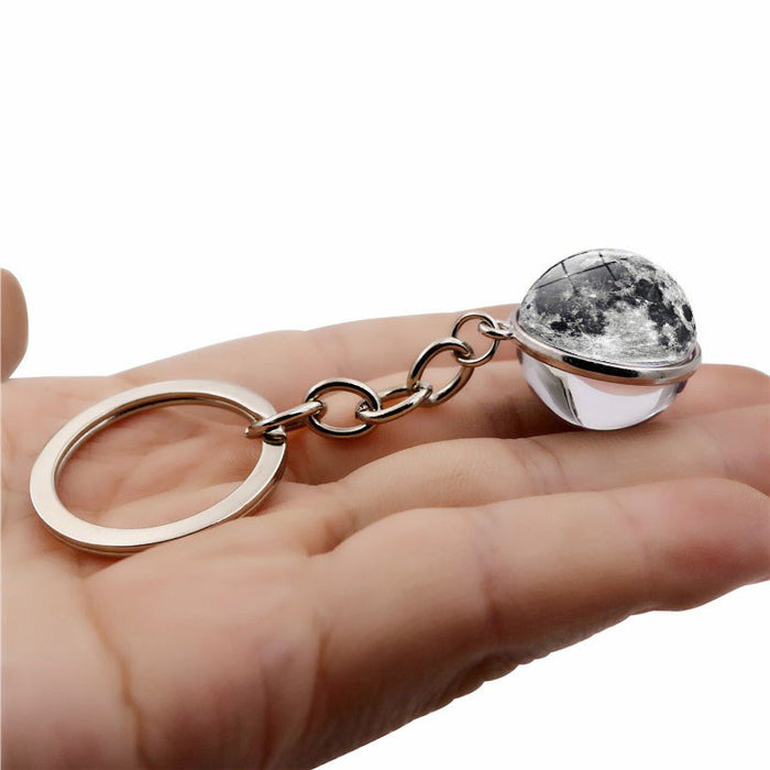 Wholesale Keychains For Backpacks Universe Galaxy Planet Zinc Alloy Glass Keychain JDC-KC-Hengx005