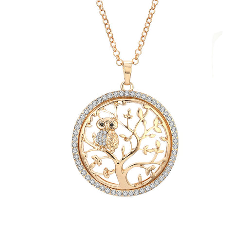 Jewelry WholesaleWholesale Alloy Hollow Tree of Life Diamond Animal Owl Necklace MOQ≥2 JDC-NE-ShenXi001 Necklaces 晟玺 %variant_option1% %variant_option2% %variant_option3%  Factory Price JoyasDeChina Joyas De China