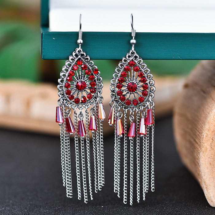 Wholesale Earrings Alloy Vintage Drop Shaped Diamonds MOQ≥2 JDC-ES-Daiq045