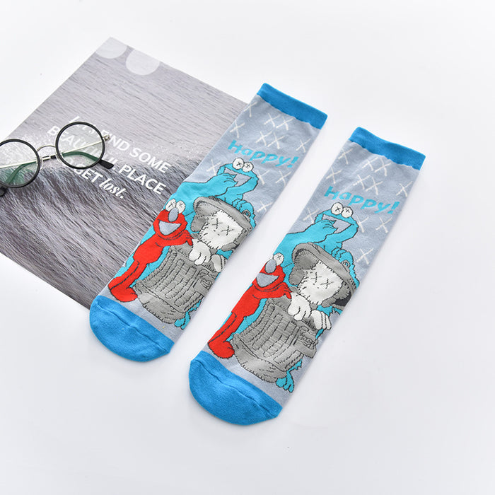 Wholesale spring and summer cartoon pattern straight tube socks cute personality trendy socks JDC-SK-CYu015