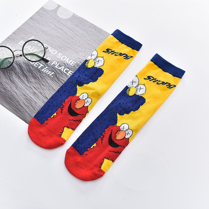 Wholesale spring and summer cartoon pattern straight tube socks cute personality trendy socks JDC-SK-CYu015