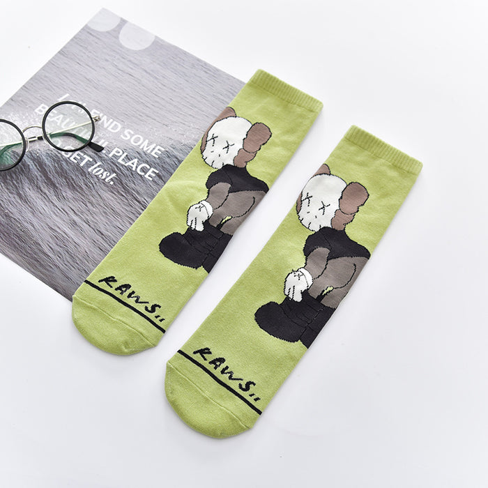 Wholesale spring and summer cartoon pattern straight tube socks cute personality trendy socks JDC-SK-CYu015