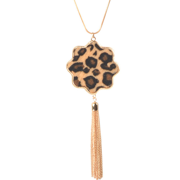 Jewelry WholesaleWholesale leopard print long tassel necklace JDC-NE-HH004 Necklaces 汇浩 %variant_option1% %variant_option2% %variant_option3%  Factory Price JoyasDeChina Joyas De China