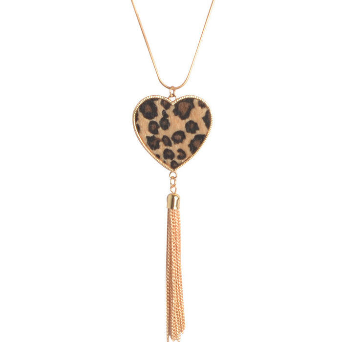 Jewelry WholesaleWholesale leopard print long tassel necklace JDC-NE-HH004 Necklaces 汇浩 %variant_option1% %variant_option2% %variant_option3%  Factory Price JoyasDeChina Joyas De China