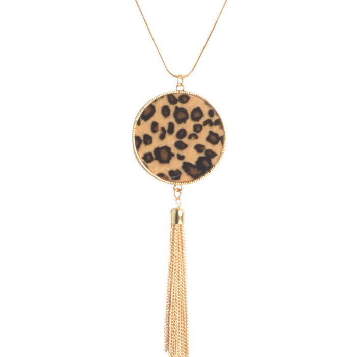 Jewelry WholesaleWholesale leopard print long tassel necklace JDC-NE-HH004 Necklaces 汇浩 %variant_option1% %variant_option2% %variant_option3%  Factory Price JoyasDeChina Joyas De China