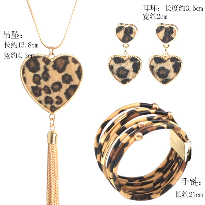 Jewelry WholesaleWholesale leopard print bracelet magnet clasp necklace set JDC-NE-HH002 Necklaces 汇浩 %variant_option1% %variant_option2% %variant_option3%  Factory Price JoyasDeChina Joyas De China