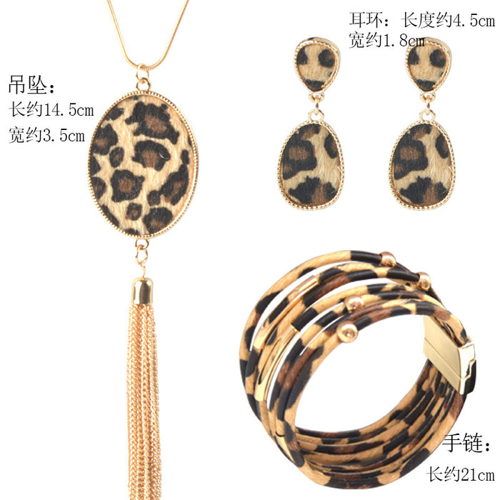 Jewelry WholesaleWholesale leopard print bracelet magnet clasp necklace set JDC-NE-HH002 Necklaces 汇浩 %variant_option1% %variant_option2% %variant_option3%  Factory Price JoyasDeChina Joyas De China