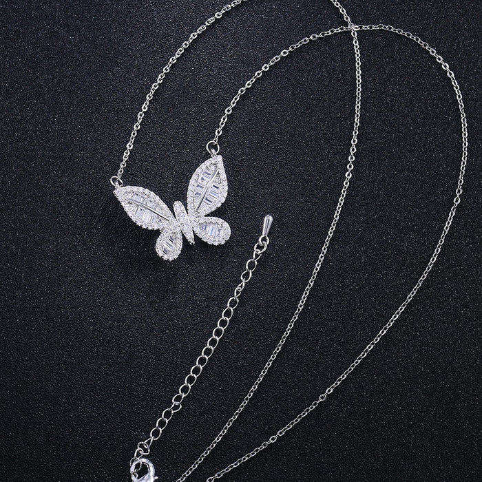 Jewelry WholesaleWholesale Girl Heart Butterfly Inlaid Zircon Necklace JDC-NE-Caos019 Necklaces 曹适 %variant_option1% %variant_option2% %variant_option3%  Factory Price JoyasDeChina Joyas De China