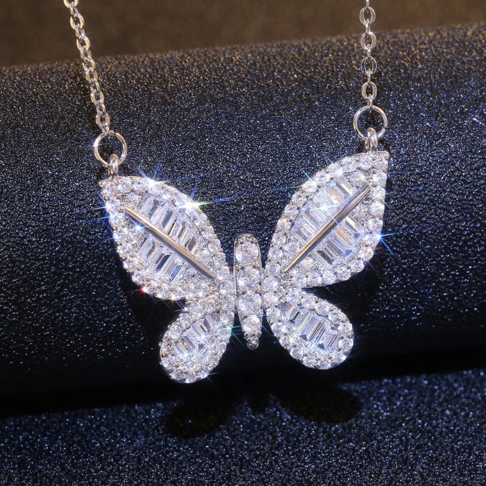 Jewelry WholesaleWholesale Girl Heart Butterfly Inlaid Zircon Necklace JDC-NE-Caos019 Necklaces 曹适 %variant_option1% %variant_option2% %variant_option3%  Factory Price JoyasDeChina Joyas De China