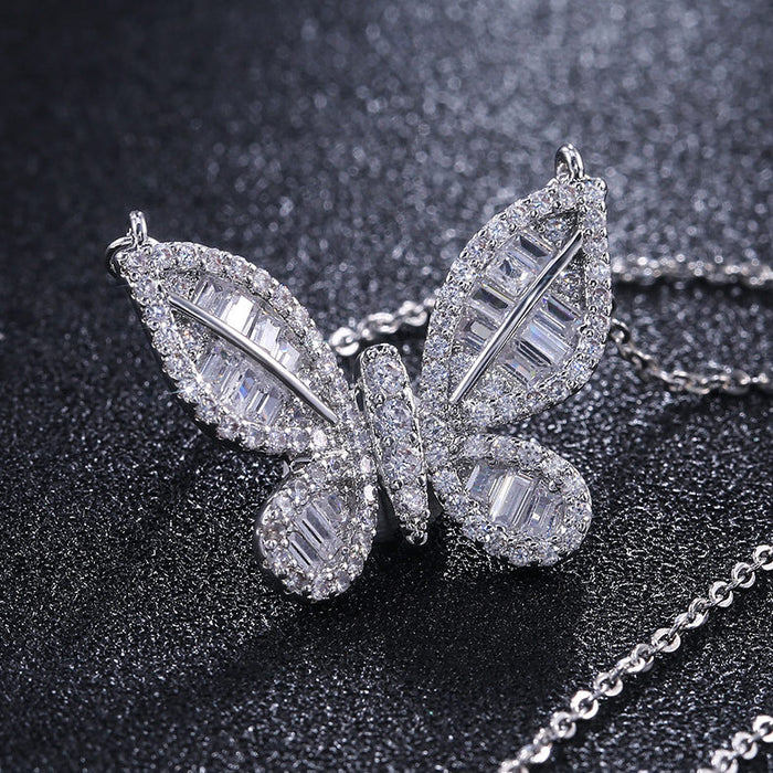 Jewelry WholesaleWholesale Girl Heart Butterfly Inlaid Zircon Necklace JDC-NE-Caos019 Necklaces 曹适 %variant_option1% %variant_option2% %variant_option3%  Factory Price JoyasDeChina Joyas De China