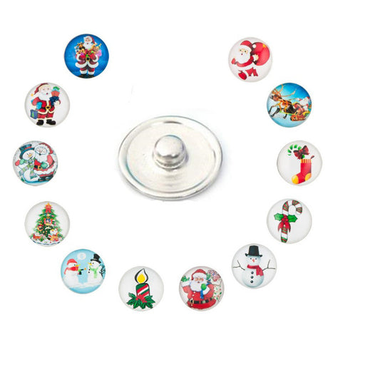 Jewelry WholesaleWholesale Random 18mm Glass Christmas Pattern Noosa DIY Snap Button Jewelry MOQ≥10 JDC-DIY-ShangC002 DIY 尚彩 %variant_option1% %variant_option2% %variant_option3%  Factory Price JoyasDeChina Joyas De China