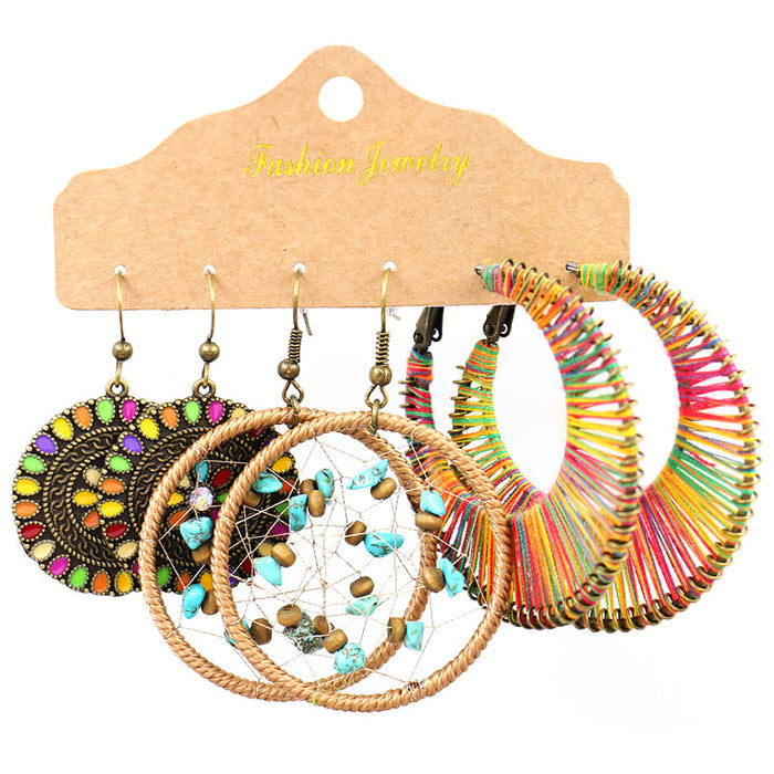 Jewelry WholesaleWholesale hand-woven vintage round metal tassel earrings JDC-ES-HH003 Earrings 汉虹 %variant_option1% %variant_option2% %variant_option3%  Factory Price JoyasDeChina Joyas De China