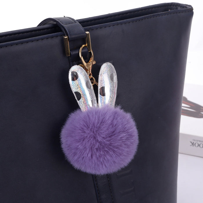 Wholesale keychain hair ball cute bunny ears bag pendant MOQ≥2 JDC-KC-YXin004