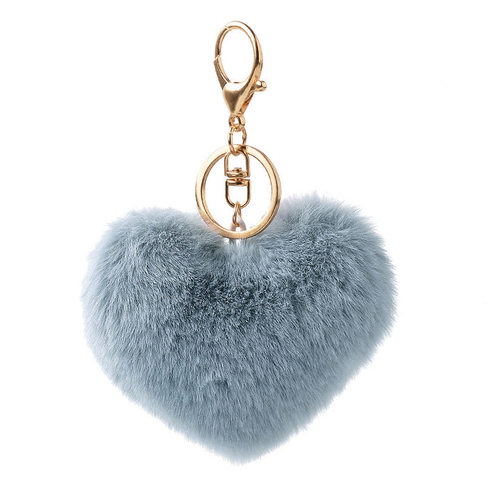 Jewelry WholesaleWholesale Imitation Rex Rabbit Fur Heart Pom Pom Keychain JDC-KC-FeiRun024 Keychains 飞润 %variant_option1% %variant_option2% %variant_option3%  Factory Price JoyasDeChina Joyas De China